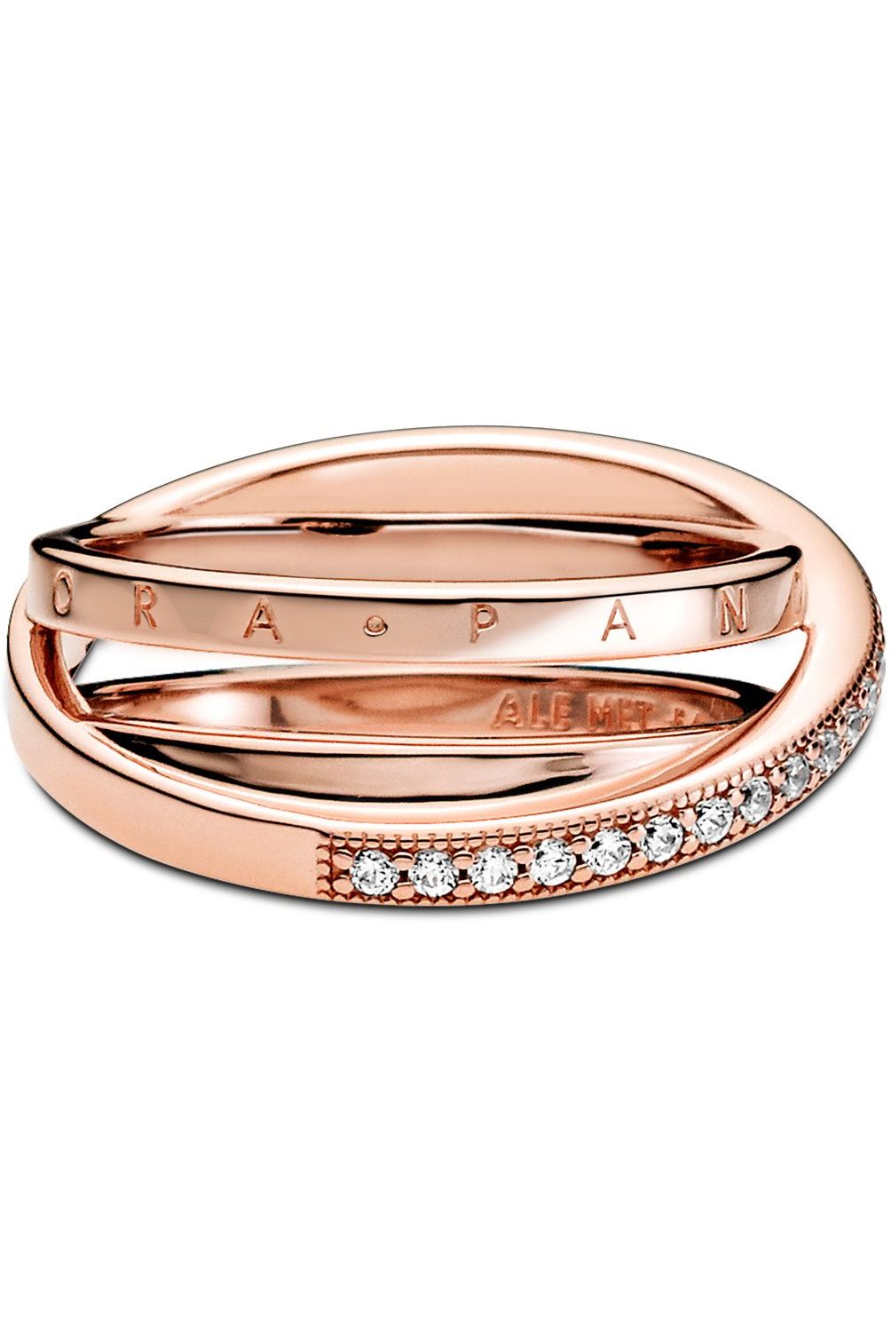 PANDORA - Anillo Pandora Banda Triple Recubrimiento Oro Rosa