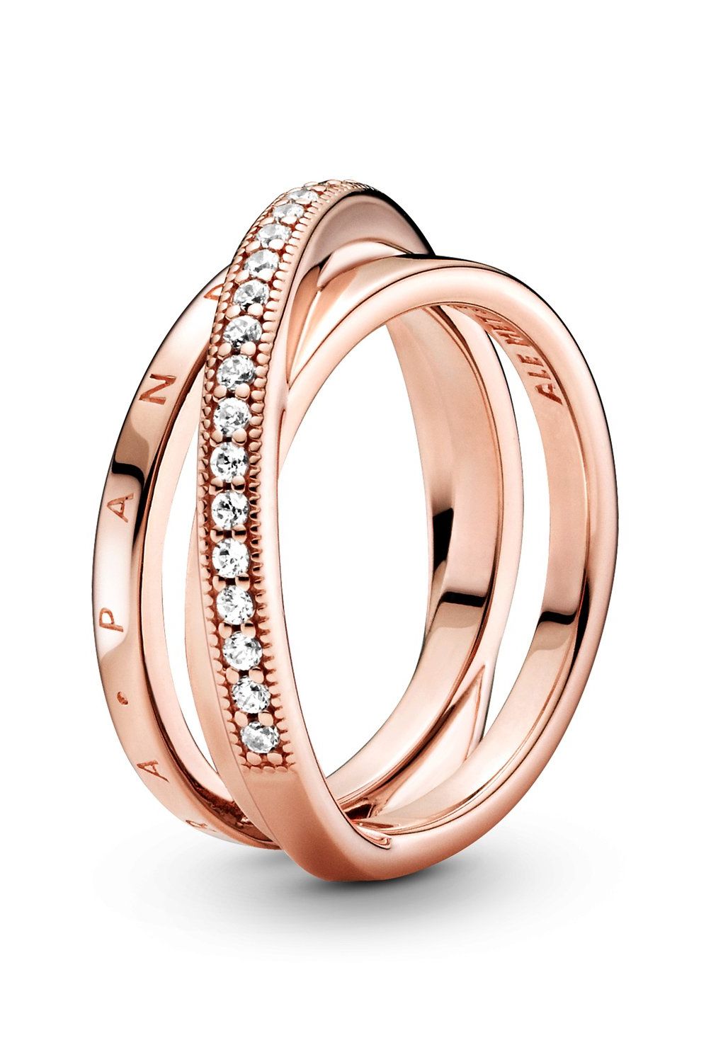 PANDORA - Anillo Pandora Banda Triple Recubrimiento Oro Rosa