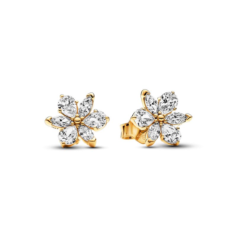 PANDORA - Aretes Pandora Botón Herbario Brillante Recubrimiento en Oro