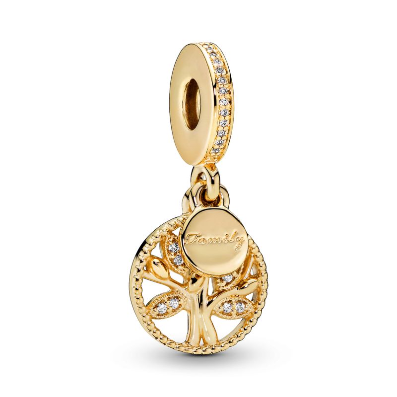 PANDORA - Charm Pandora Árbol Genealógico Brillante Recubrimiento en Oro