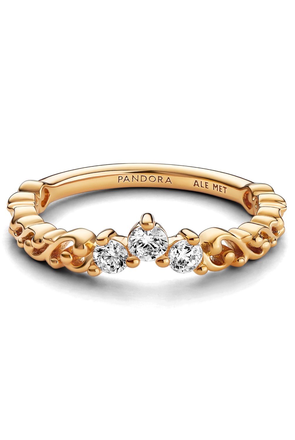 PANDORA - Anillo Pandora Tiara Real Remolino Recubrimiento en Oro 