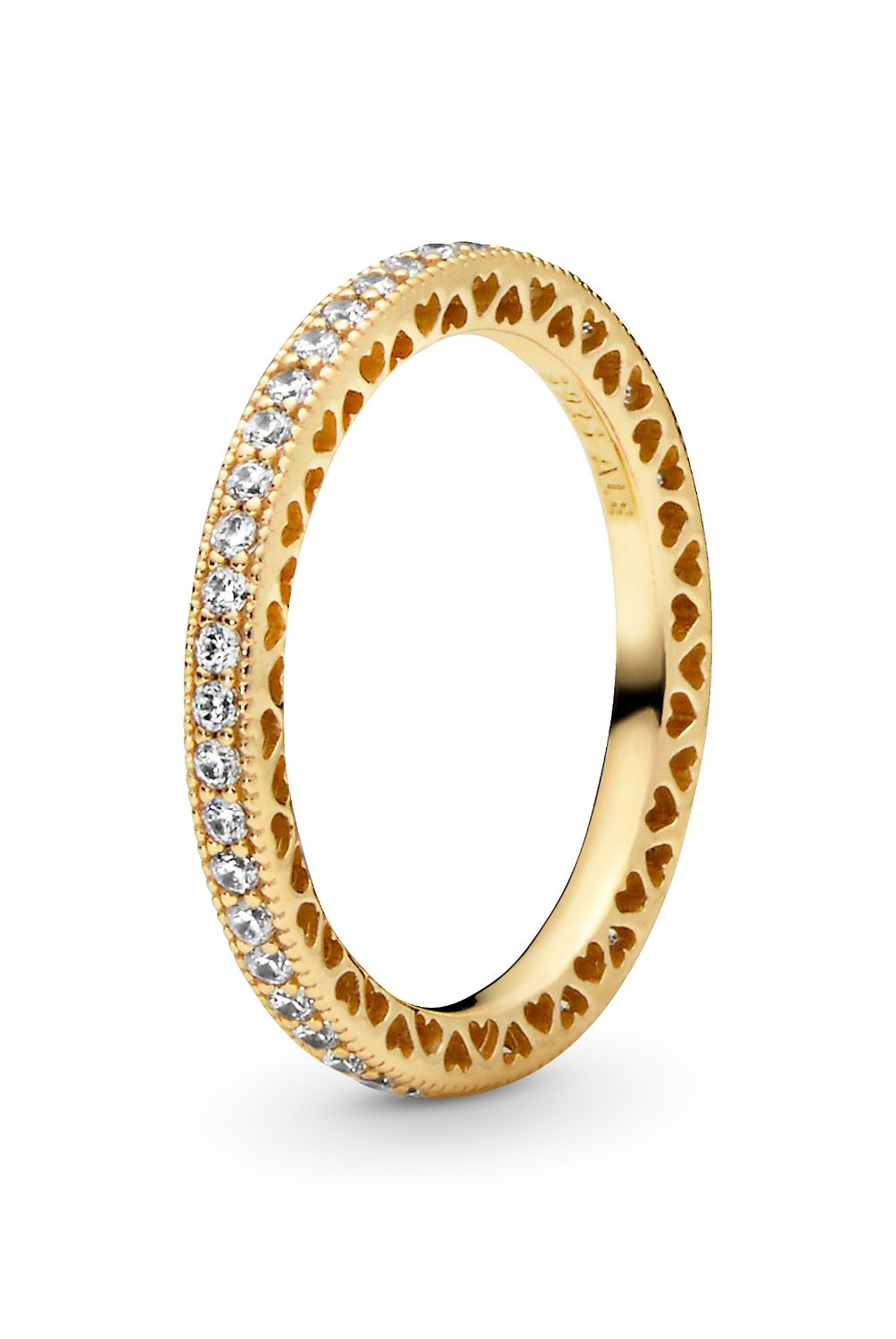 PANDORA - Anillo Pandora Corazones y Brillo Recubrimiento en Oro 