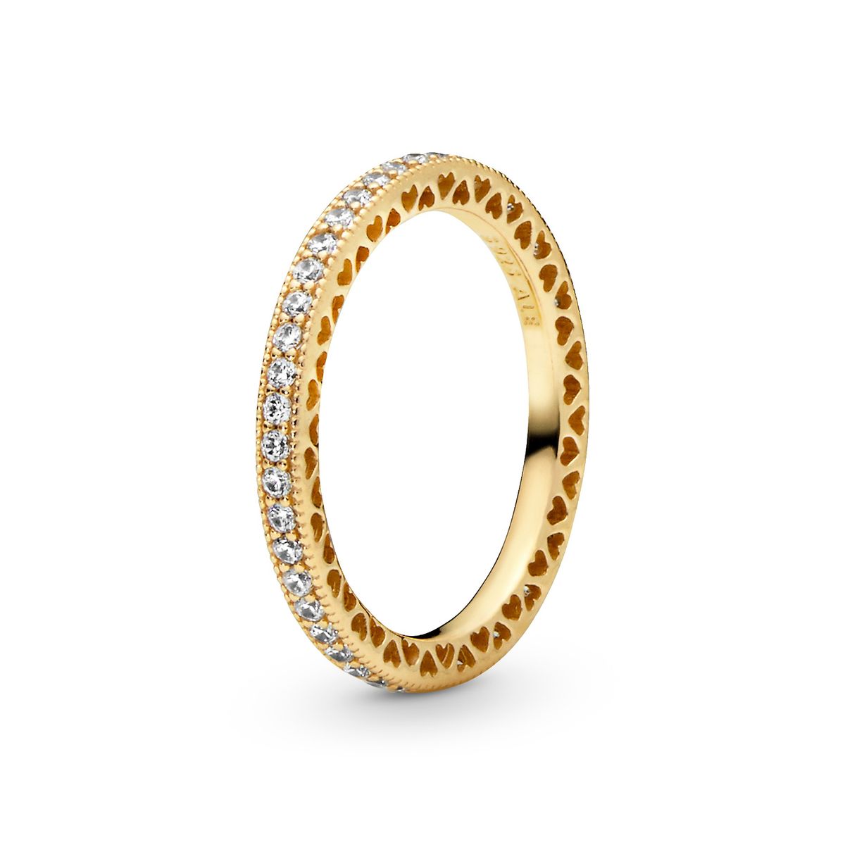 PANDORA - Anillo Pandora Corazones y Brillo Recubrimiento en Oro 