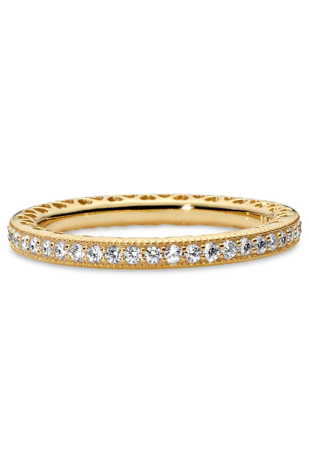 PANDORA - Anillo Pandora Corazones y Brillo Recubrimiento en Oro 