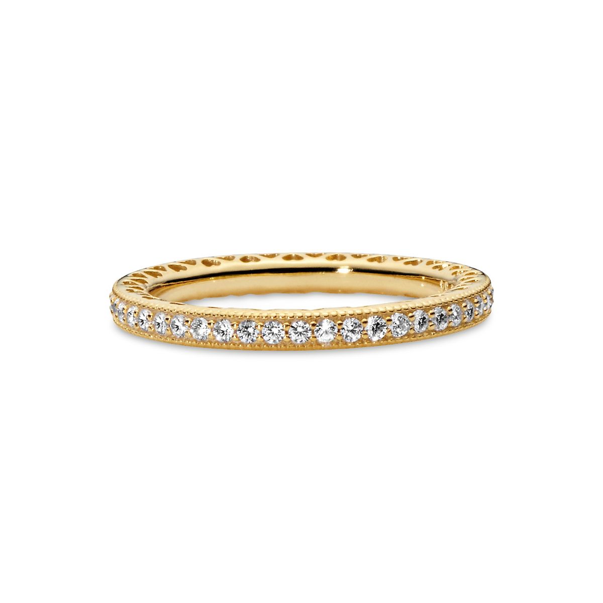 PANDORA - Anillo Pandora Corazones y Brillo Recubrimiento en Oro 