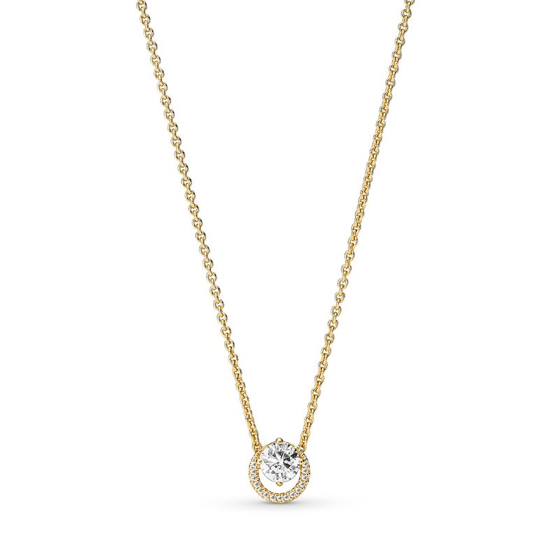 PANDORA - Collar Pandora Colgante Halo Redondo Brillante Recubrimiento en Oro