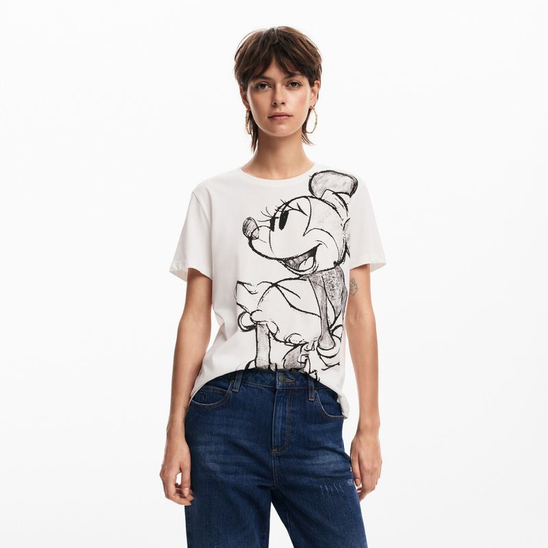 DESIGUAL - Camiseta Mujer con Estampado Manga corta de Algodón Desigual
