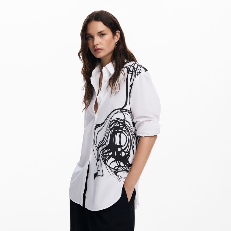 DESIGUAL - Camisa Mujer con Estampado Manga larga de Algodón Desigual