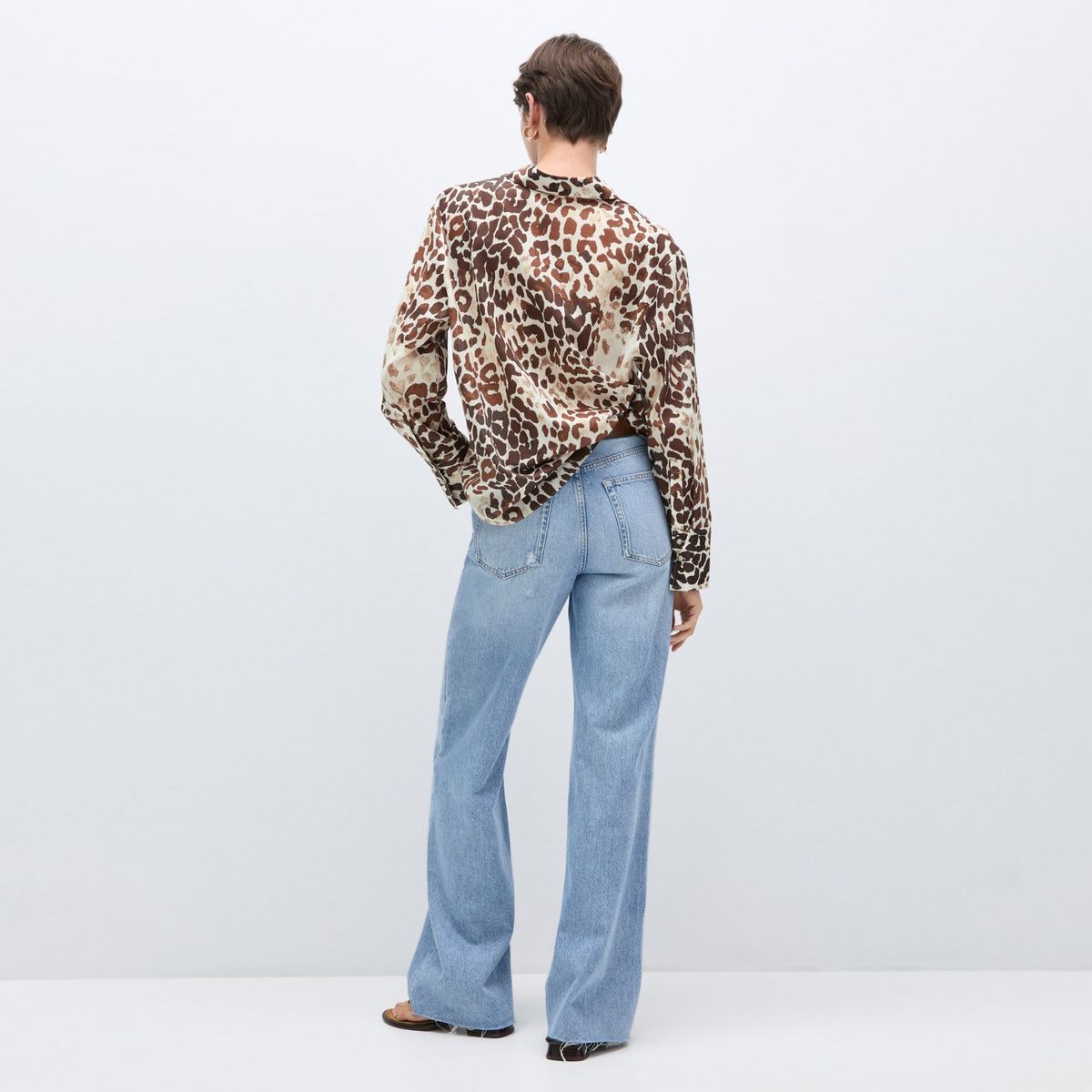 MANGO - Camisa Mujer Animal print Manga larga de Algodón MANGO