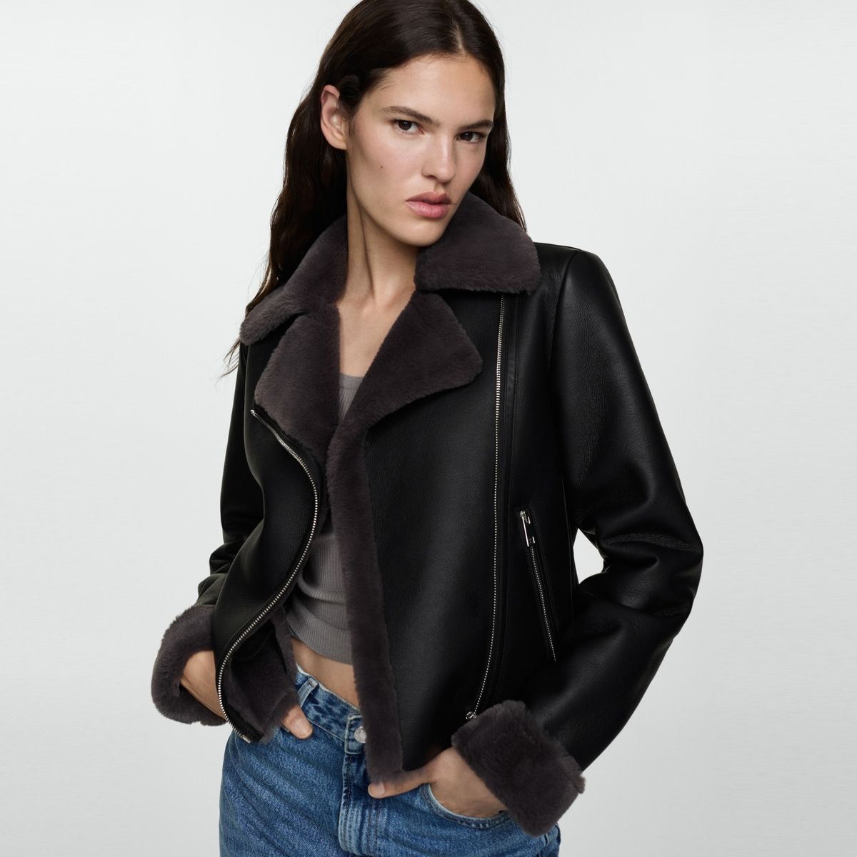 MANGO - Chaqueta Efecto cuero Mujer MANGO