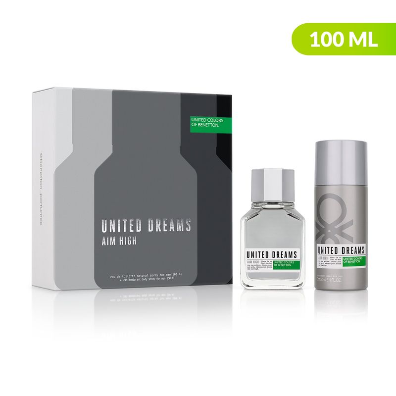 BENETTON - Set de Perfume United Dreams Benetton Hombre Incluye: Desodorante 150 ml + Eau de Toilette 10 ml