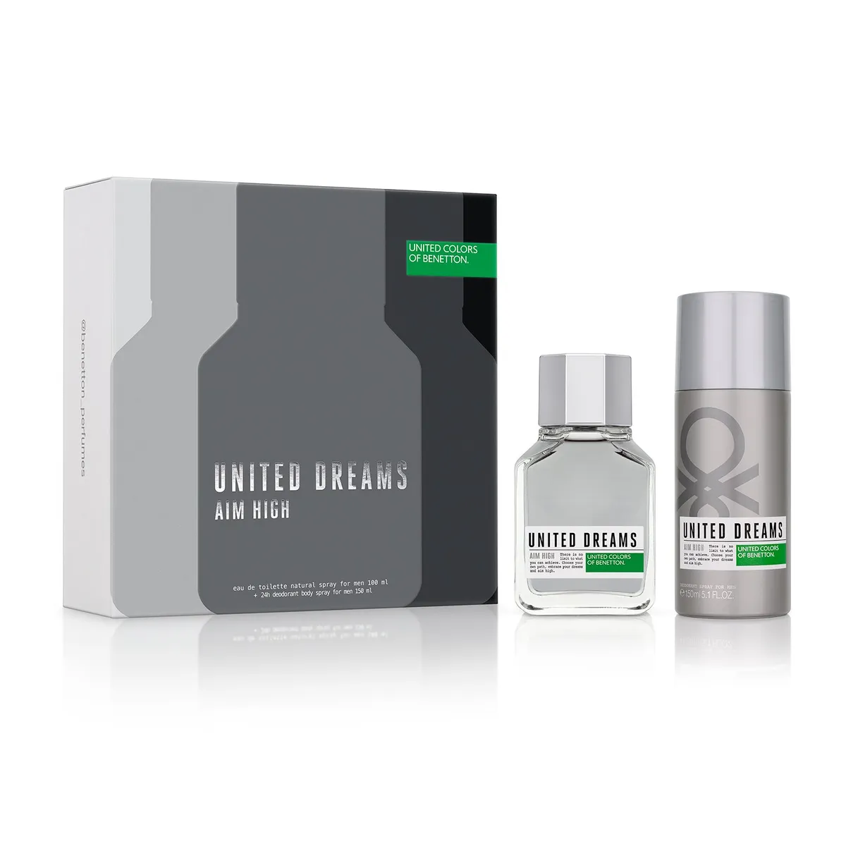 BENETTON - Set de Perfume United Dreams Benetton Hombre Incluye: Desodorante 150 ml + Eau de toilette 10 ml 