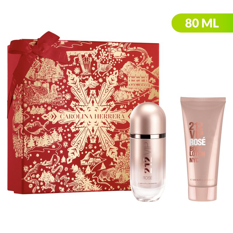 CAROLINA HERRERA - Set de Perfume Perfume Mujer Carolina Herrera Incluye 212 VIP Rosé Eau de Parfum 80 ml + Loción Corporal 100 ml