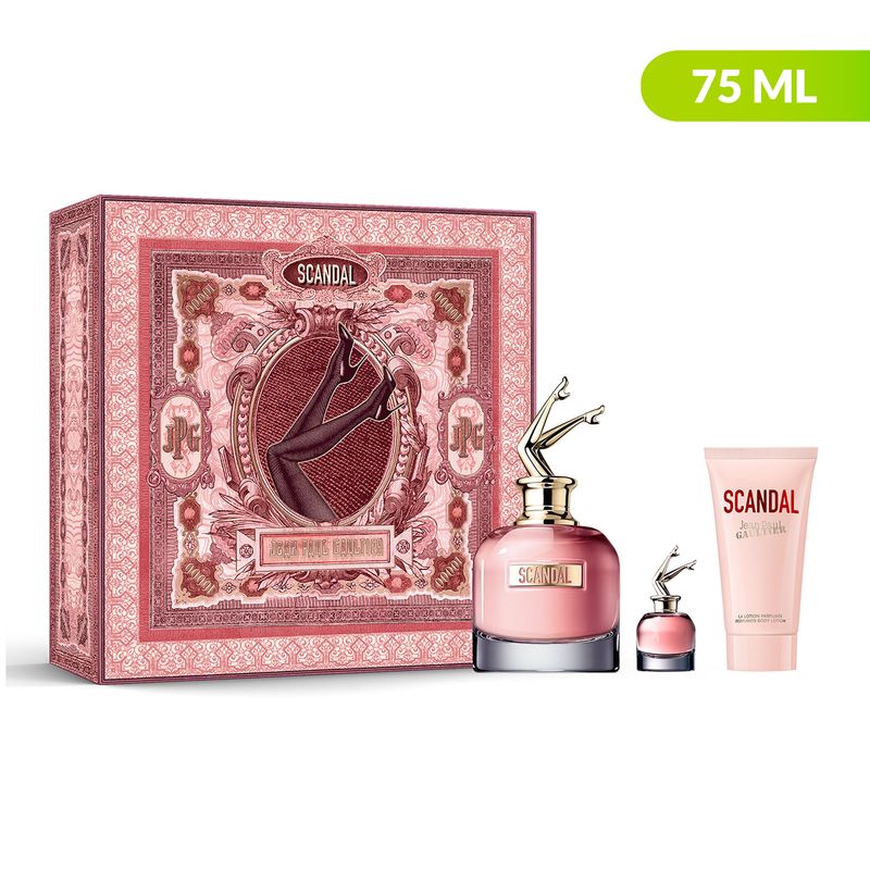 JEAN PAUL GAULTIER - Set de Perfume Mujer Jean Paul Gaultier Scandal Incluye: Perfume 80ml + Eau de Parfum 6ml+ Loción Corporal 75ml