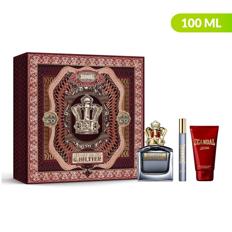 JEAN PAUL GAULTIER - Set de Perfume Hombre Jean Paul Gaultier Scandal Incluye: Perfume 100 ml + All Over Gel de Baño 75 ml + Eau de Toilette For Him 10 ml