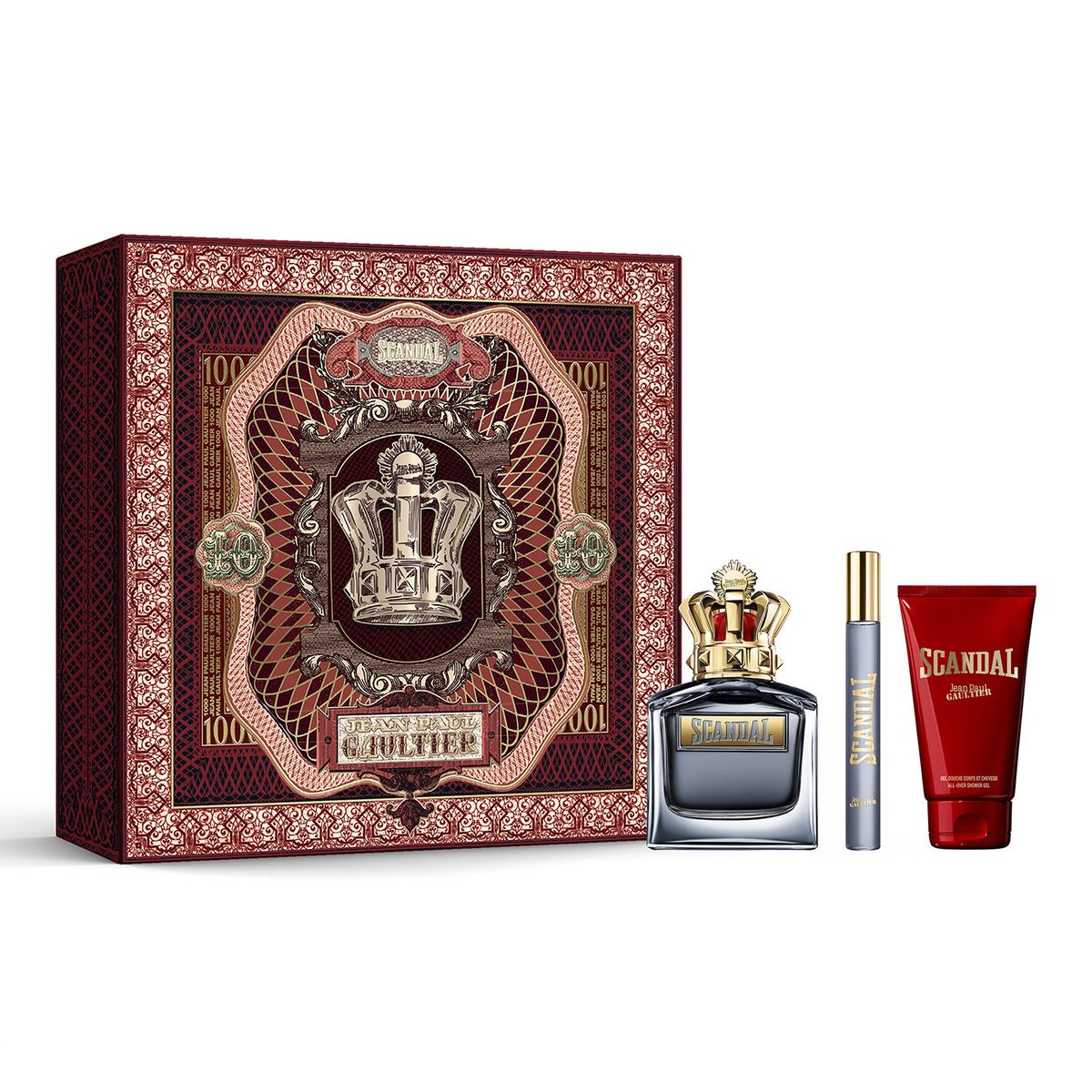 JEAN PAUL GAULTIER - Set de Perfume Hombre Jean Paul Gaultier Scandal Incluye: Perfume 100 ml + All Over Gel Baño 75 ml + Eau de toilette For Him 10 ml 