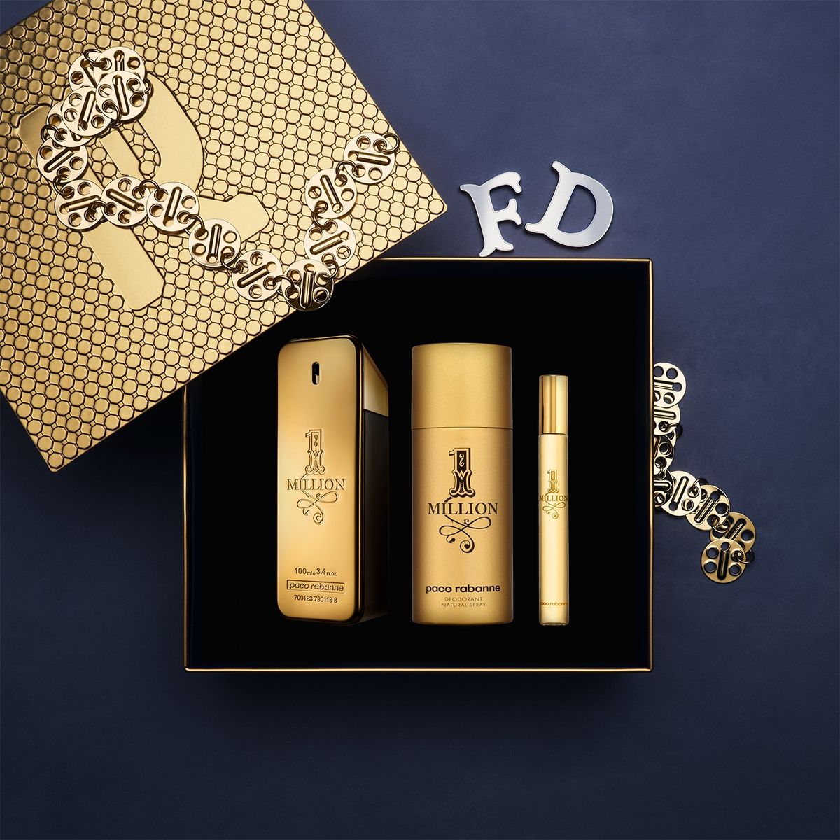 RABANNE - Set de Perfume Rabanne One Million Hombre Incluye: Desodorante 150 ml + Eau de toilette 10 ml 