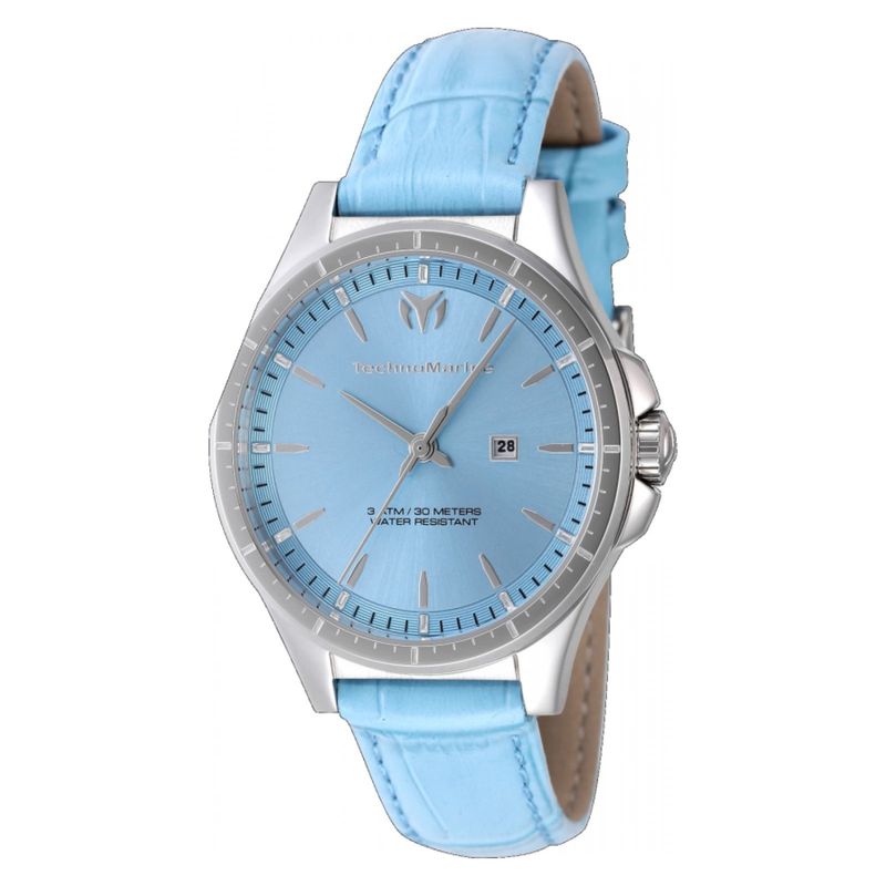 TECHNOMARINE - Reloj Technomarine Para Mujer Moonsun. Reloj Análogo Cuero Azul