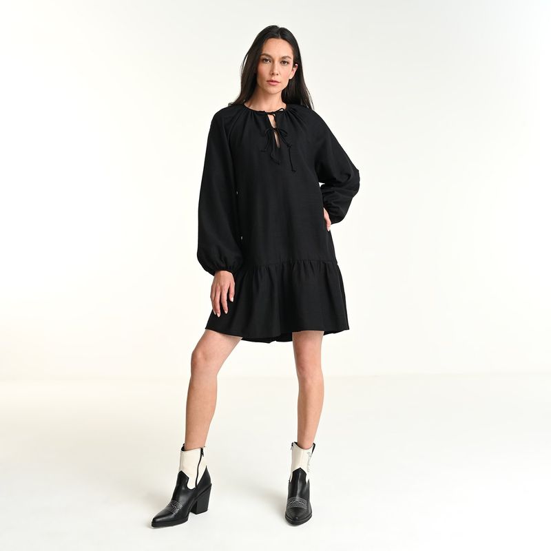 BASEMENT - Vestido Mujer Corto Anudado de Algodón Basement