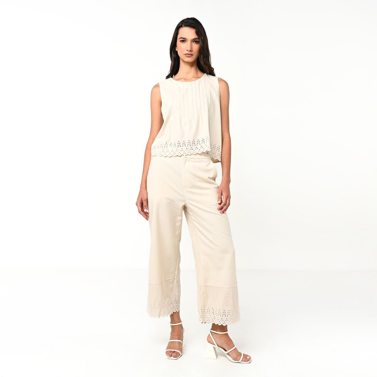 BASEMENT - Blusa Mujer Bordado Sin mangas de Algodón Basement