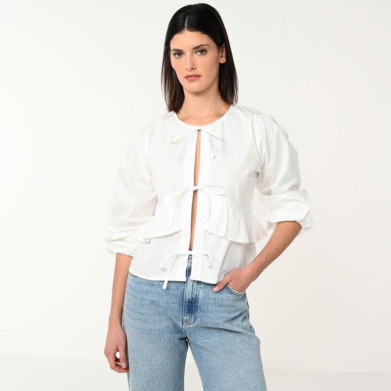 BASEMENT - Blusa Mujer Manga larga de Algodón Basement