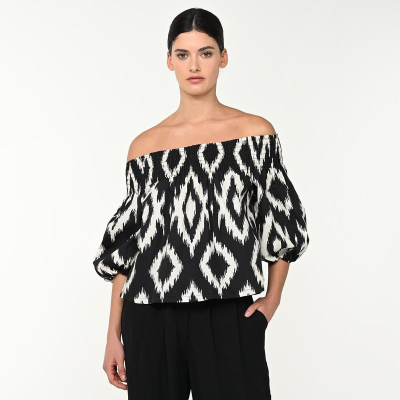 BASEMENT - Blusa Mujer Manga corta globo de Algodón Basement