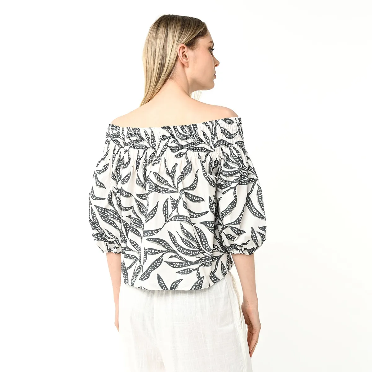 BASEMENT - Blusa Mujer Manga corta globo de Algodón Basement