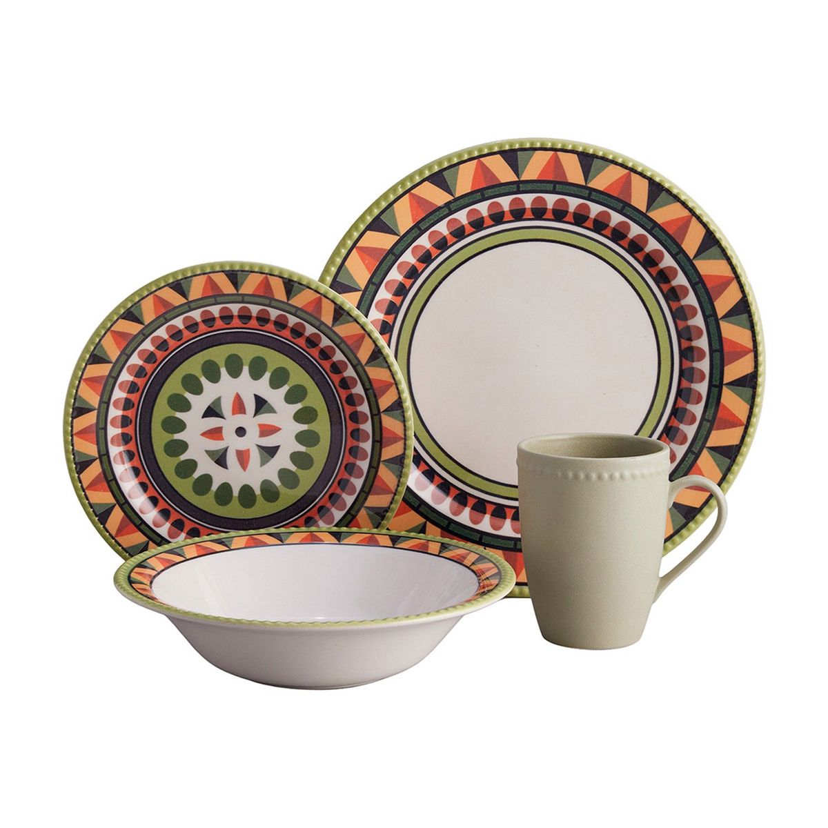 CORONA - Vajilla Corona: 4 puestos 16 piezas Etnica