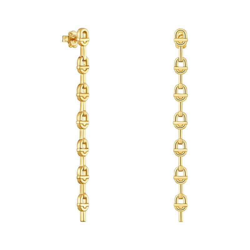 TOUS - Aretes logo largos con baño de oro 18 kt sobre plata 30 mm TOUS MANIFESTO