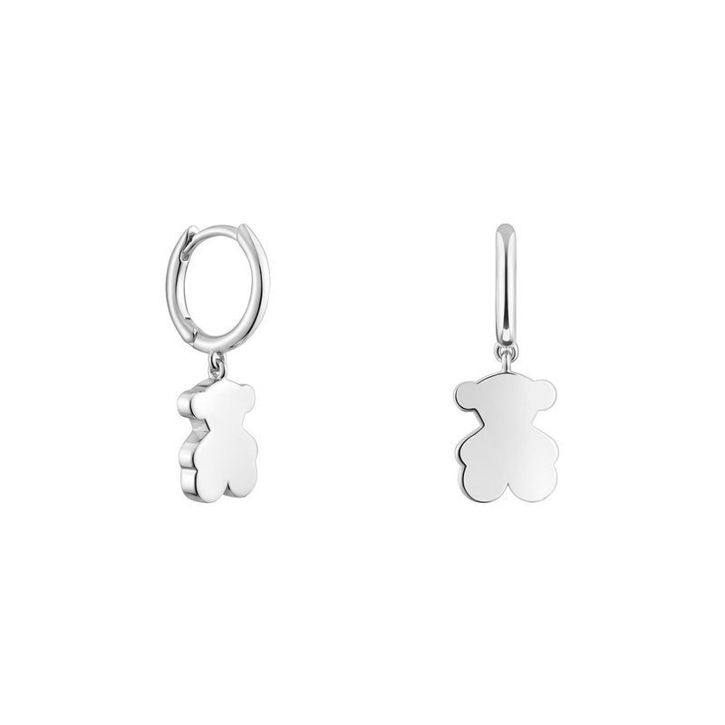 TOUS - Aretes aro de plata y detalle oso dije Sweet Dolls