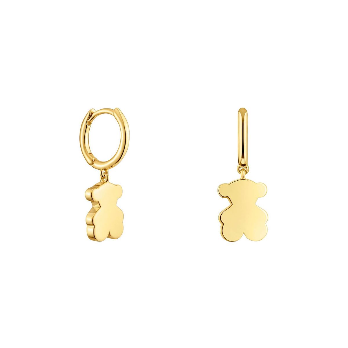 TOUS - Aretes aro con baño de oro 18 kt sobre plata y detalle oso dije Sweet Dolls