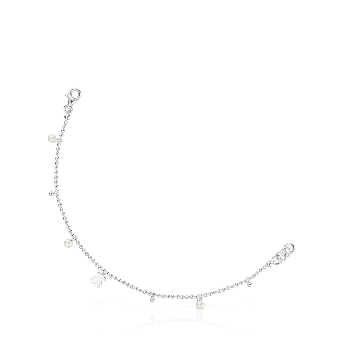 TOUS - Pulsera Cadena De Plata, Perlas Cultivadas Y Detalle Colgante Oso Sweet Dolls