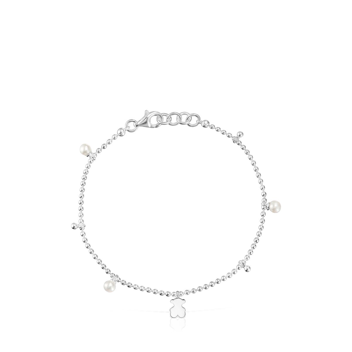 TOUS - Pulsera Cadena De Plata, Perlas Cultivadas Y Detalle Colgante Oso Sweet Dolls