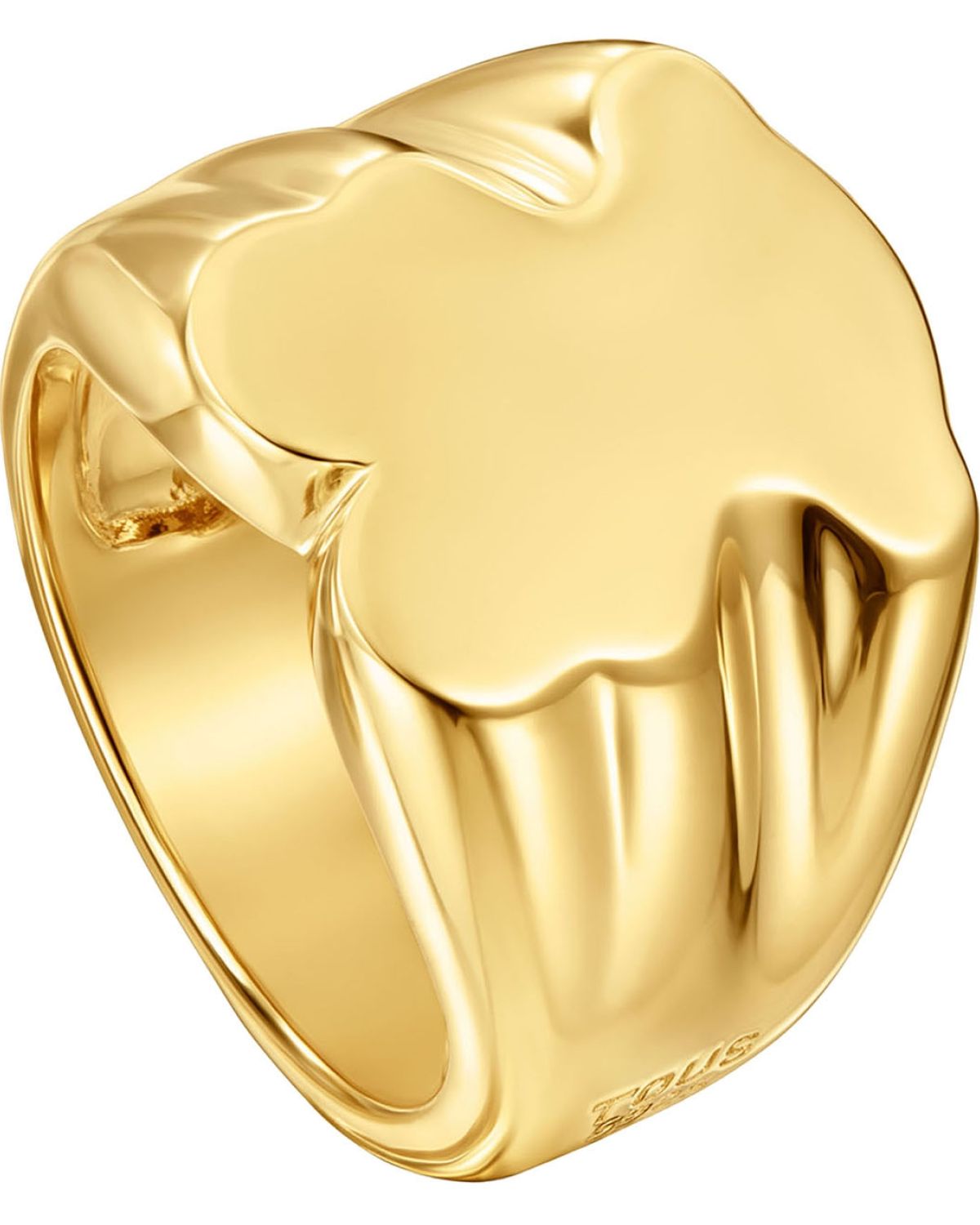 Anillo sello oso 15 mm con baño de oro 18 kt sobre plata Sweet