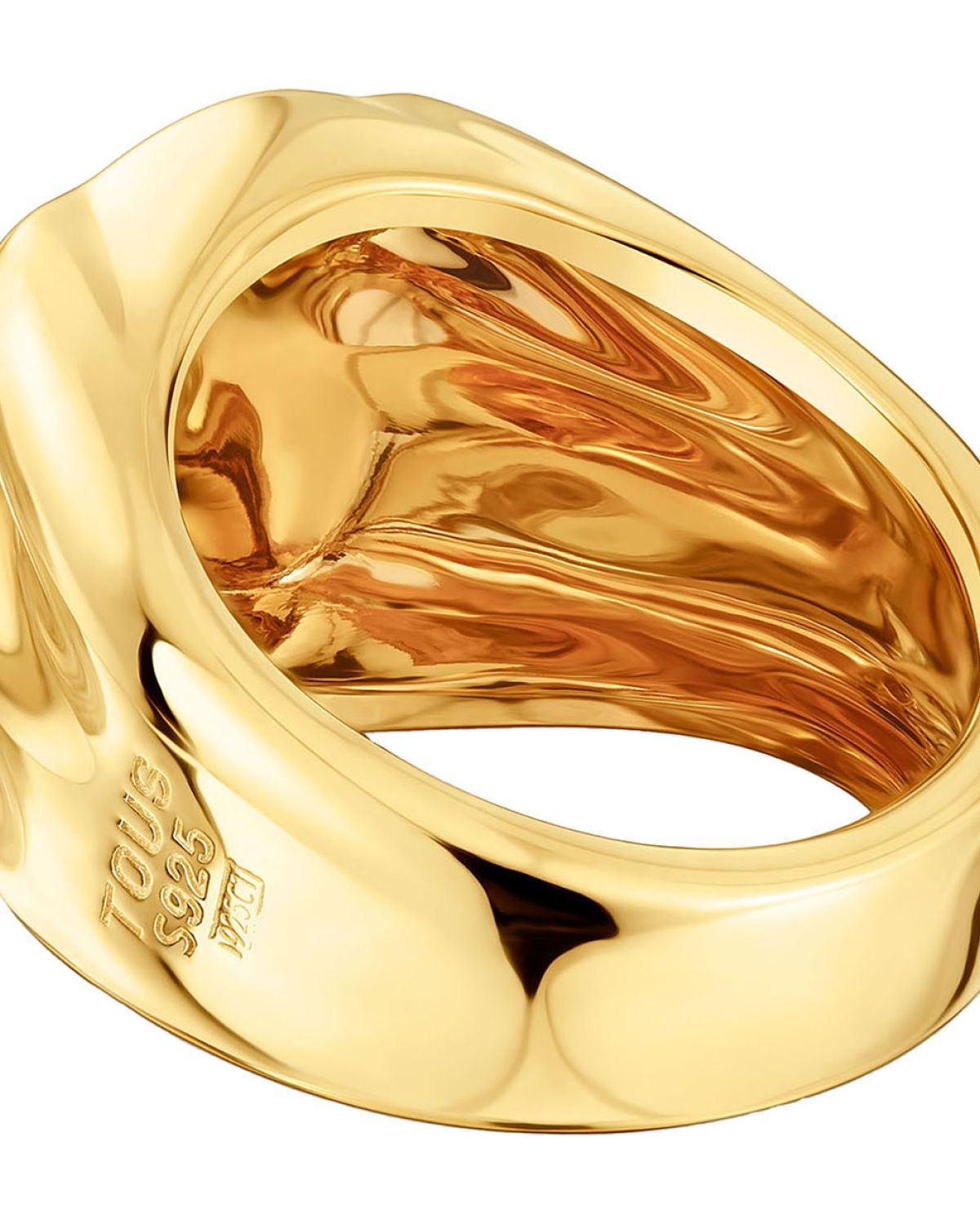 Anillo sello oso 15 mm con baño de oro 18 kt sobre plata Sweet