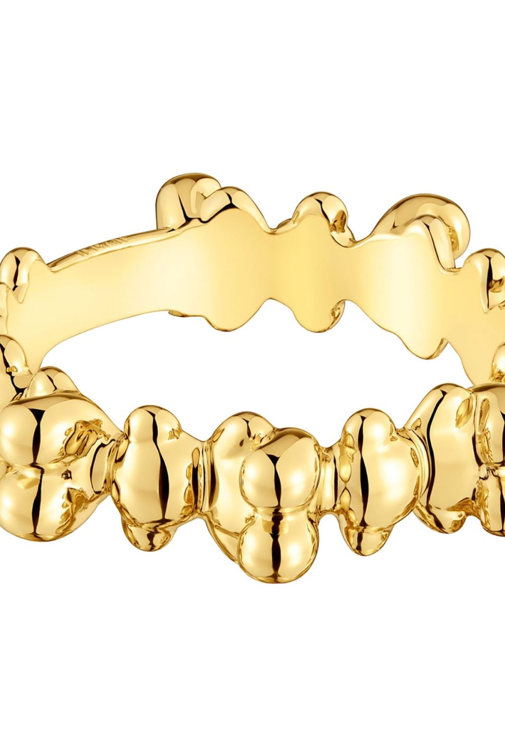 TOUS - Anillo mediano con baño de oro 18 kt sobre plata y motivos oso Bold Bear