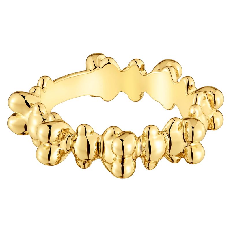 TOUS - Anillo mediano con baño de oro 18 kt sobre plata y motivos oso Bold Bear