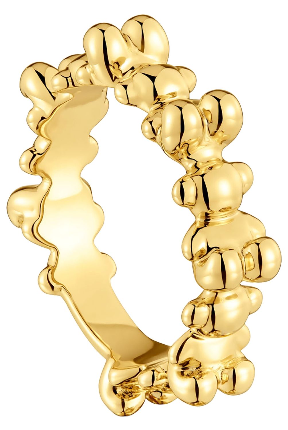 TOUS - Anillo mediano con baño de oro 18 kt sobre plata y motivos oso Bold Bear