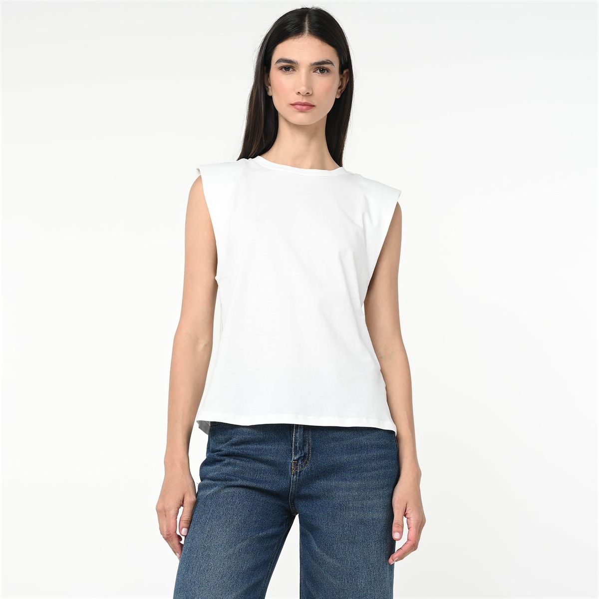 BASEMENT - Camiseta Mujer Sin mangas de Algodón Basement