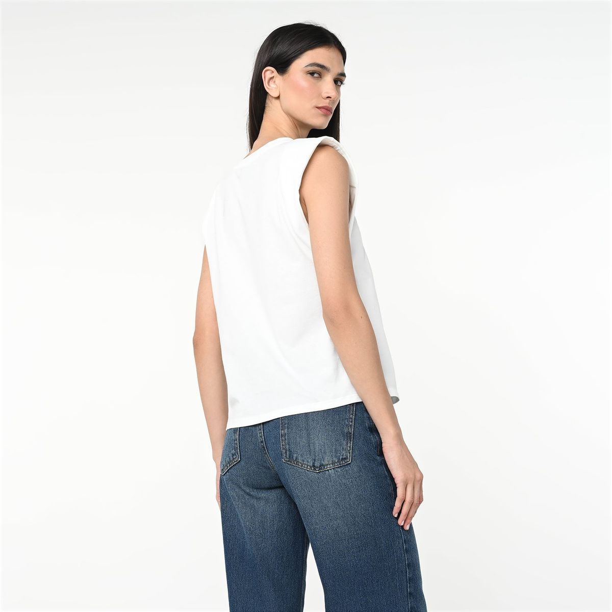 BASEMENT - Camiseta Mujer Sin mangas de Algodón Basement