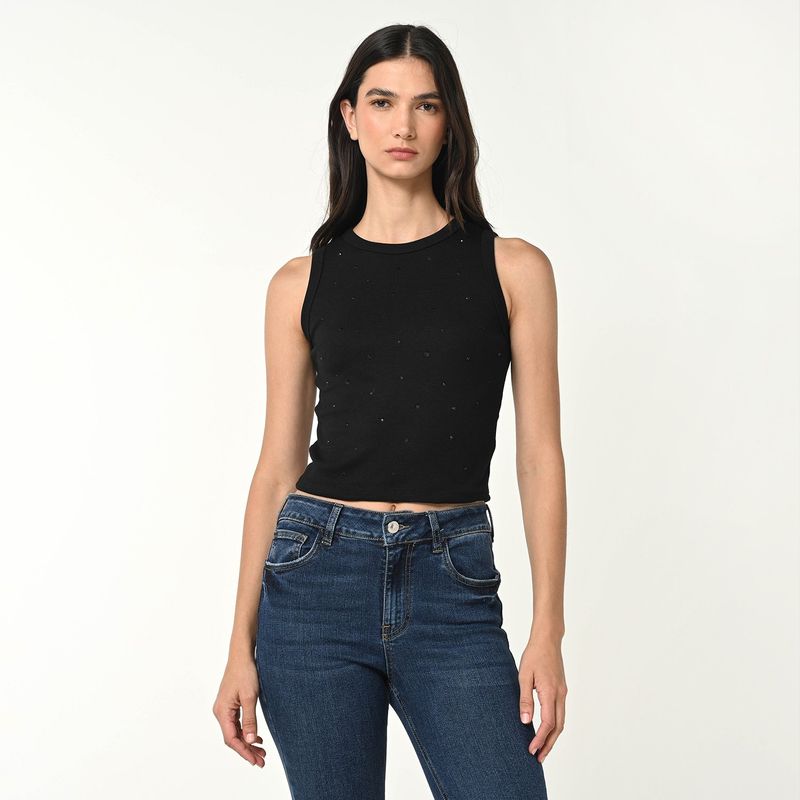 BASEMENT - Top esqueleto Mujer con Taches Sin mangas de Algodón Basement