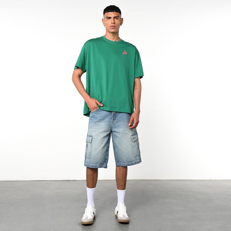 BEARCLIFF - Camiseta Hombre Manga corta con Estampado Oversize de Algodón Bearcliff