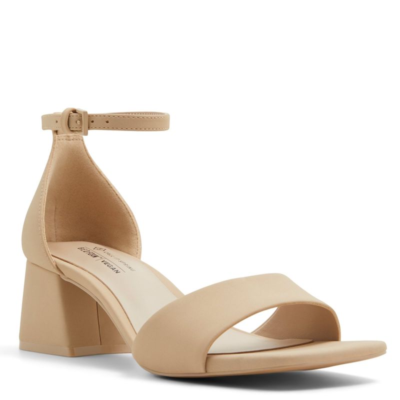 Tacón Medio Sandalia Beige Tacon Ancho Tacón Medio Sandalia Camel