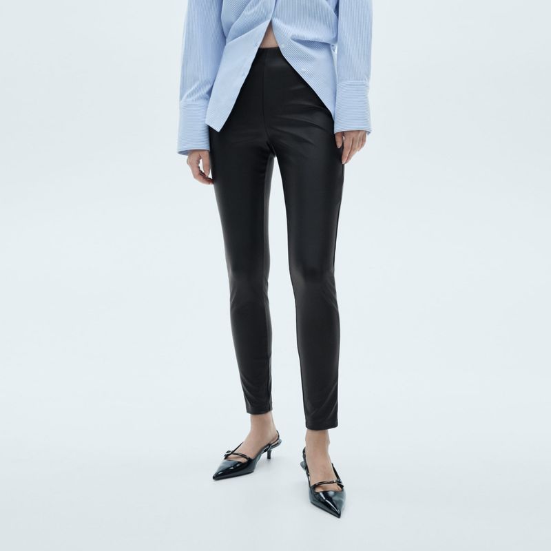 MANGO - Leggins Mujer Tiro alto Efecto cuero MANGO
