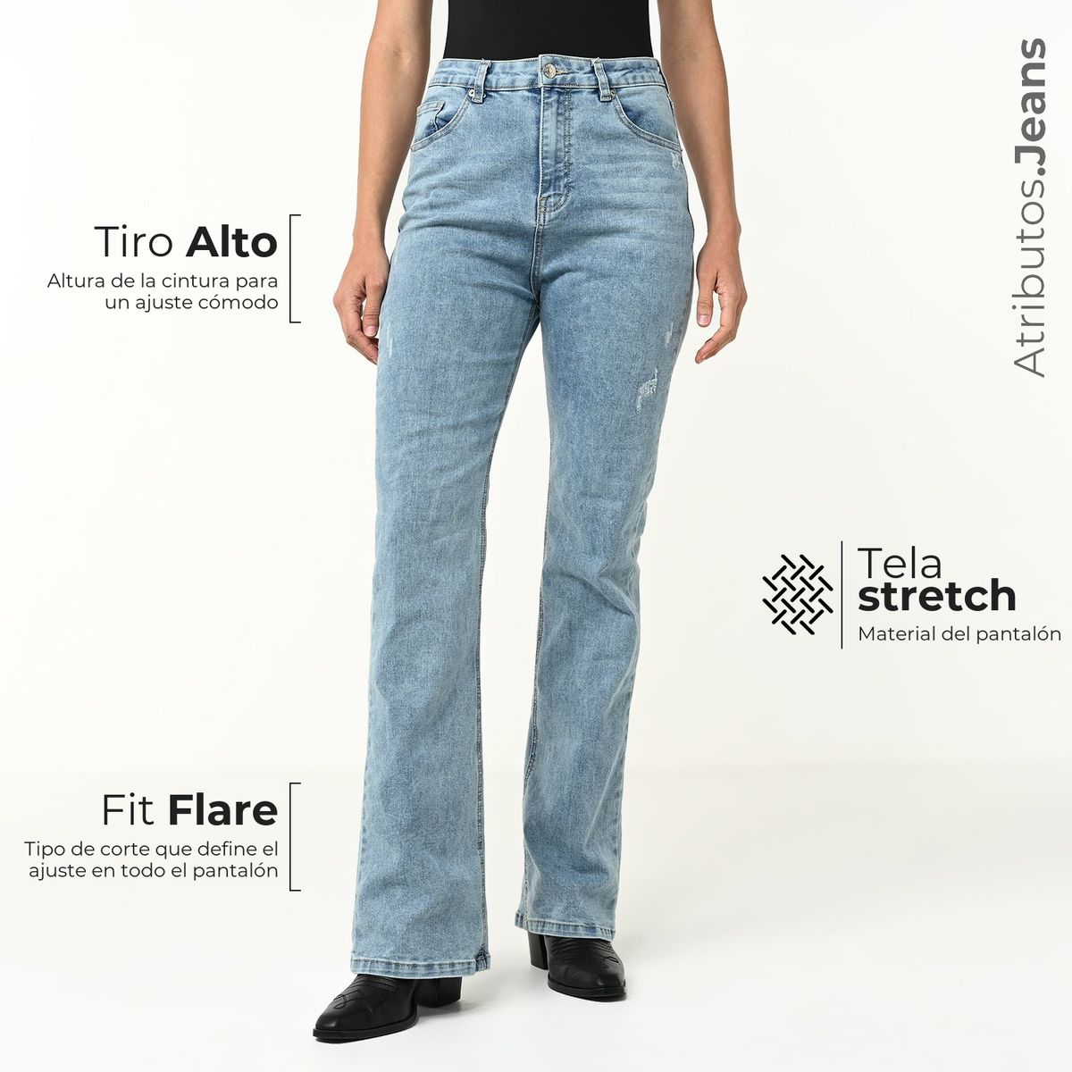 UNIVERSITY CLUB - Jean Flare Mujer Tiro alto University Club