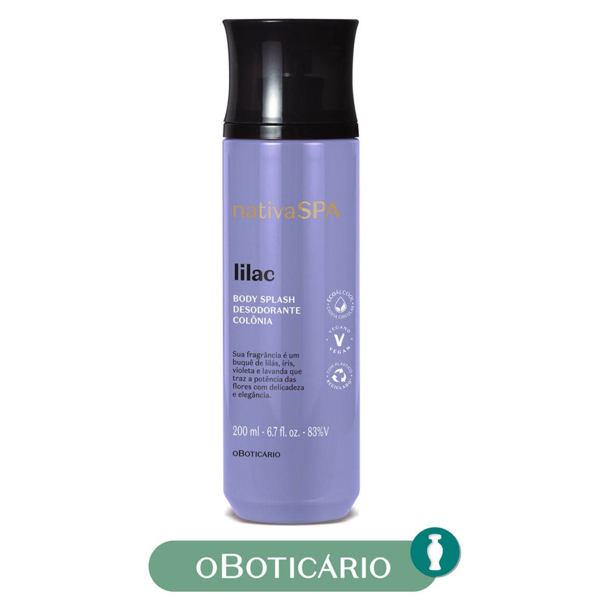 NATIVA SPA - Esencia De Baño Body Splash Colônia Lilac Nativa Spa O Boticario Para Piel Normal 200 ml 