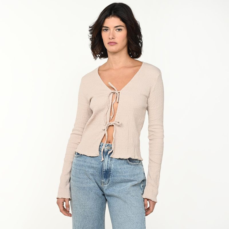 UNIVERSITY CLUB - Blusa Mujer Anudada Manga larga de Algodón University Club