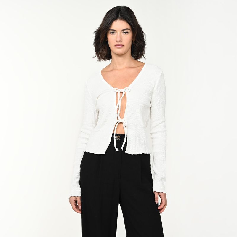 UNIVERSITY CLUB - Blusa Mujer Anudada Manga larga de Algodón University Club