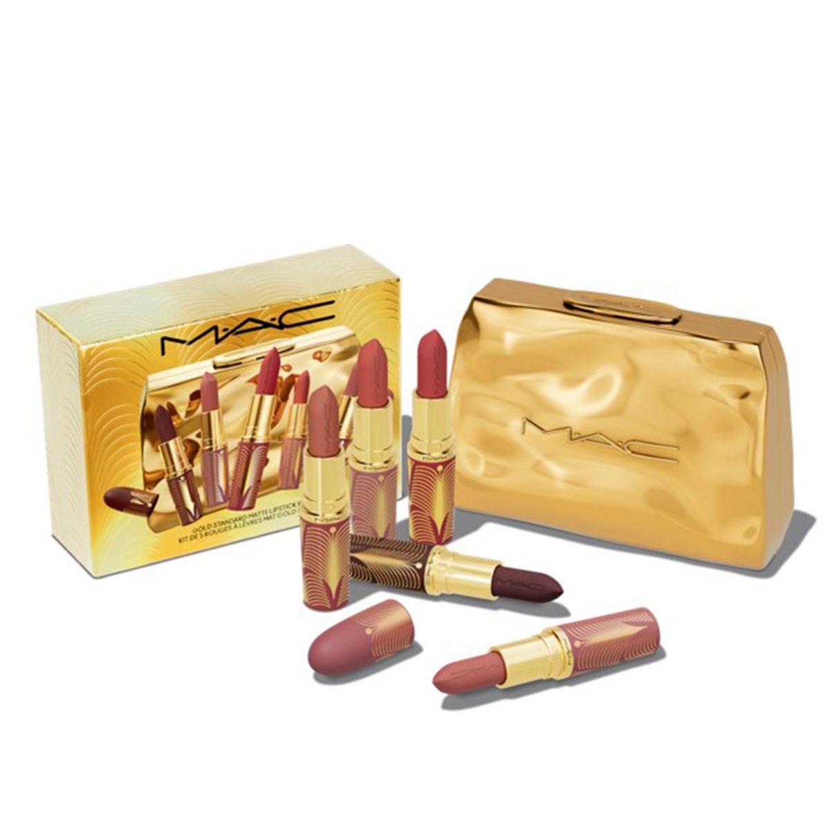 MAC COSMETICS - Sets de maquillaje labios MAC Kit x 5 Labiales Mate Gold Standard Gift of Gold Incluye: 1 Productos