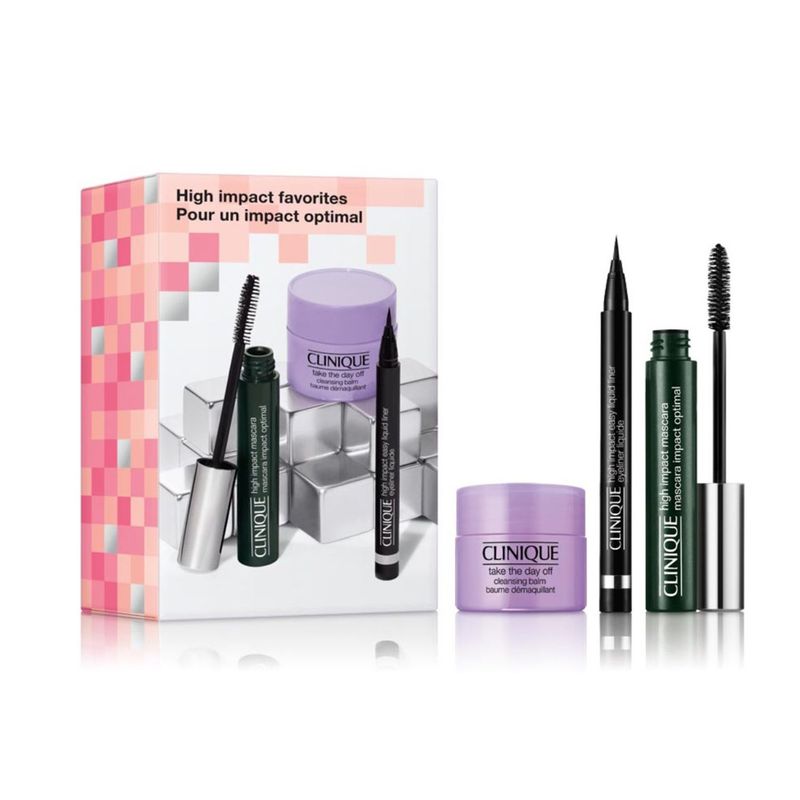 CLINIQUE - Pestañinas HIGH IMPACT MASCARA SET Clinique Incluye: High Impact Mascara 7ml + Black-High Impact Easy Liquid Liner 0.34g + Promo Shade: Black -Take The Day Off Cleansing Balm 15ml 
